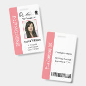 Personalisierter Firmenmitarbeiter Pink-ID Ausweis (Vorder- & Rückseite)