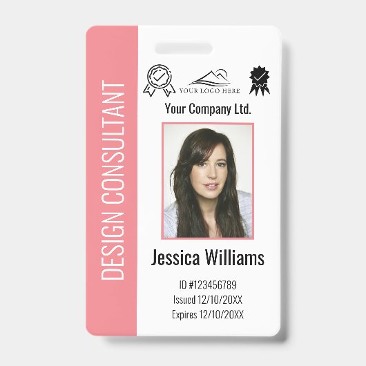 Personalisierter Firmenmitarbeiter Pink-ID Ausweis (Vorderseite)