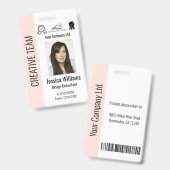 Personalisierter Firmenmitarbeiter Rosa ID Ausweis (Front & Back)