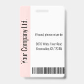 Personalisierter Firmenmitarbeiter Rosa ID Ausweis (Back)