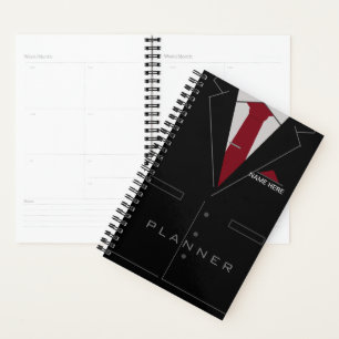 Personalisierter Firmenplaner Name Black Anzug Planer