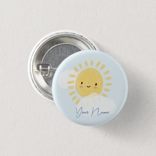 Personalisierter First Birthday Baby Shower Sunshi Button (Vorne & Hinten)