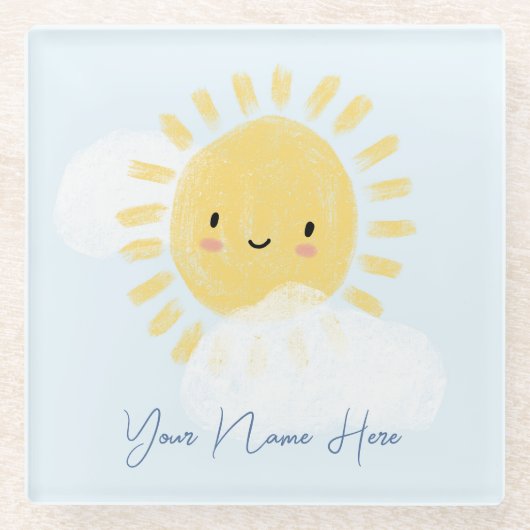 Personalisierter First Birthday Baby Shower Sunshi Glasuntersetzer (Vorderseite)