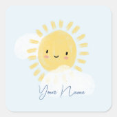 Personalisierter First Birthday Baby Shower Sunshi Quadratischer Aufkleber (Vorderseite)