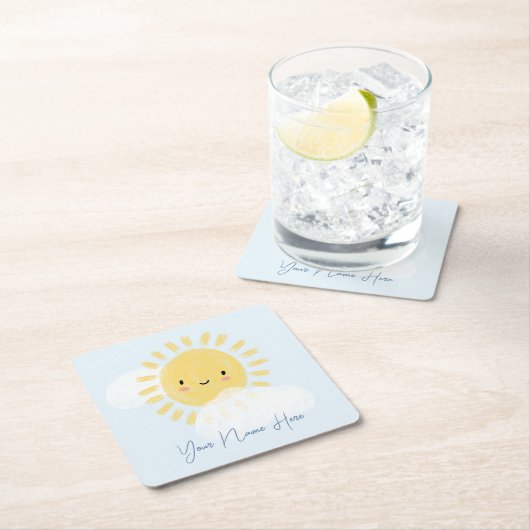 Personalisierter First Birthday Baby Shower Sunshi Rechteckiger Pappuntersetzer (Vor Ort)