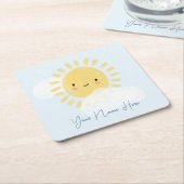 Personalisierter First Birthday Baby Shower Sunshi Rechteckiger Pappuntersetzer (angewinkelt)