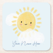 Personalisierter First Birthday Baby Shower Sunshi Rechteckiger Pappuntersetzer (Vorderseite)