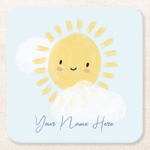 Personalisierter First Birthday Baby Shower Sunshi Rechteckiger Pappuntersetzer