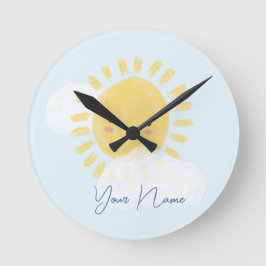 Personalisierter First Birthday Baby Shower Sunshi Runde Wanduhr