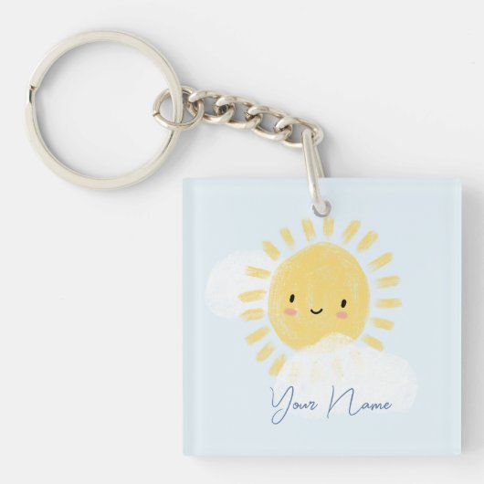 Personalisierter First Birthday Baby Shower Sunshi Schlüsselanhänger (Vorderseite)