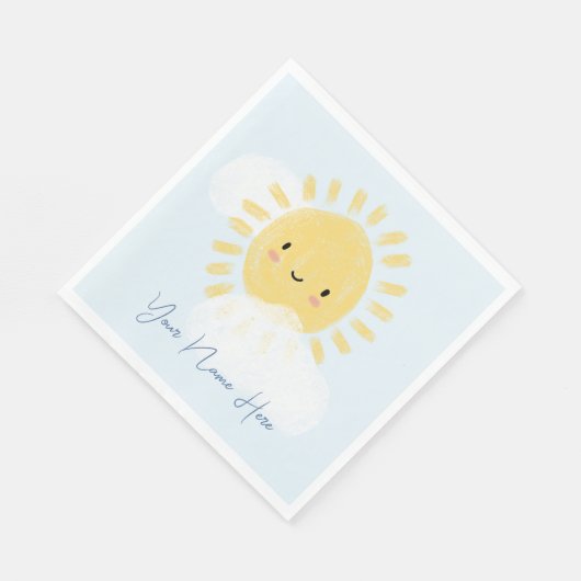 Personalisierter First Birthday Baby Shower Sunshi Serviette (Ecke)
