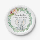Personalisierter First Birthday Elephant Pappteller (Vorderseite)