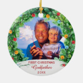 Personalisierter First Christmas GodVater Keramik Ornament (Hinten)