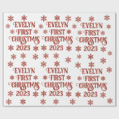 Personalisierter First Christmas Text Geschenkpapier (Flach)
