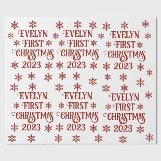 Personalisierter First Christmas Text Geschenkpapier (Flach)