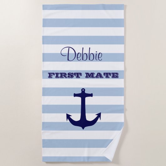 Personalisierter First Mate Strip Strandtuch (Vorderseite)