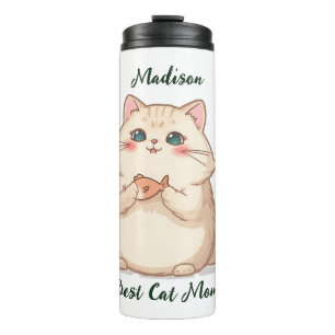 Personalisierter Fisch Katzen-Mutter-Geschenk-Name Thermosbecher