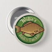 Personalisierter Fisch und Kackelladen Angelfänger Button (Vorne & Hinten)