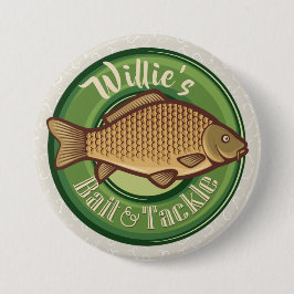 Personalisierter Fisch und Kackelladen Angelfänger Button