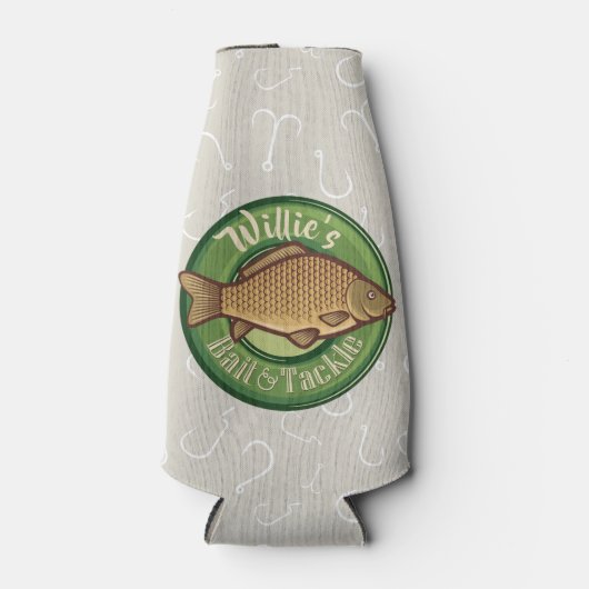 Personalisierter Fisch und Kackelladen Angelfänger Flaschenkühler (Vorderseite)