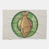 Personalisierter Fisch und Kackelladen Angelfänger Geschirrtuch (Horizontal)