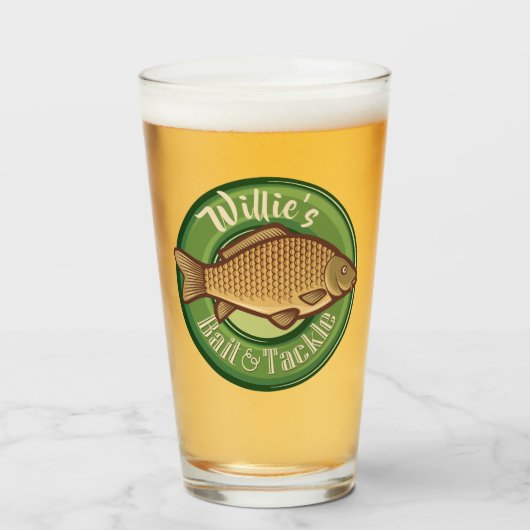 Personalisierter Fisch und Kackelladen Angelfänger Glas (Vorne (Gefüllt))