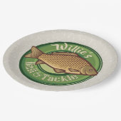 Personalisierter Fisch und Kackelladen Angelfänger Pappteller (Schrägansicht)