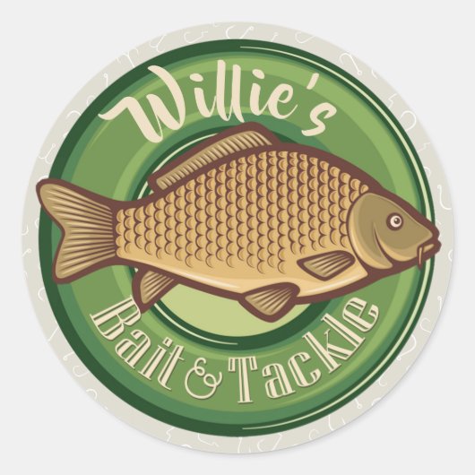 Personalisierter Fisch und Kackelladen Angelfänger Runder Aufkleber (Vorderseite)