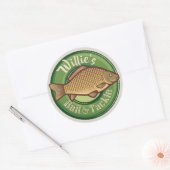 Personalisierter Fisch und Kackelladen Angelfänger Runder Aufkleber (Umschlag)