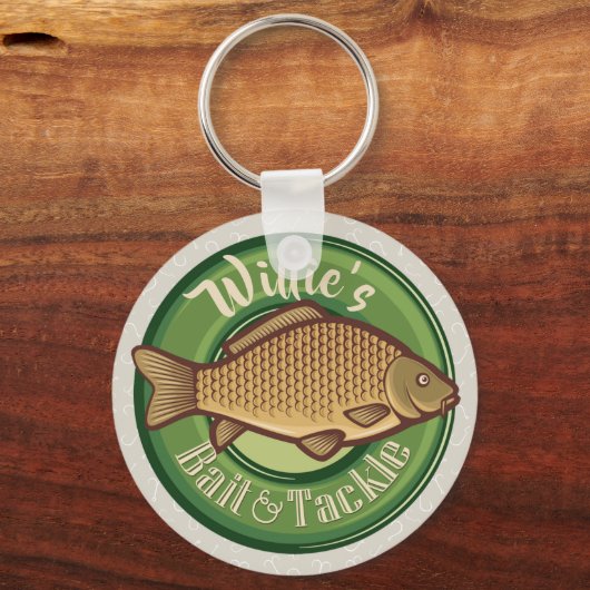 Personalisierter Fisch und Kackelladen Angelfänger Schlüsselanhänger (Vorderseite)