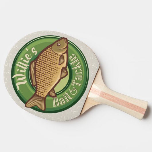 Personalisierter Fisch und Kackelladen Angelfänger Tischtennis Schläger (Seitenansicht)