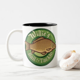 Personalisierter Fisch und Kackelladen Angelfänger Zweifarbige Tasse