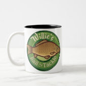 Personalisierter Fisch und Kackelladen Angelfänger Zweifarbige Tasse (Links)