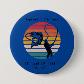Personalisierter Fischfang Bachelor Weekend Button (Vorderseite)