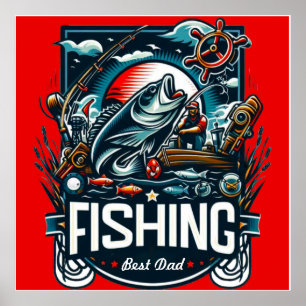 Personalisierter Fischfang in Shirt Poster