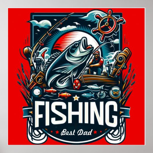 Personalisierter Fischfang in Shirt Poster (Vorne)