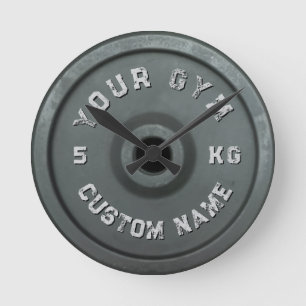 Personalisierter Fitnessstudiobesitzer Lustige V Runde Wanduhr