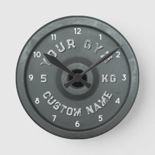 Personalisierter Fitnessstudiobesitzer Lustige V Runde Wanduhr