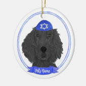 Personalisierter flacher Retriever Dog Hanukkah Keramik Ornament (Links)