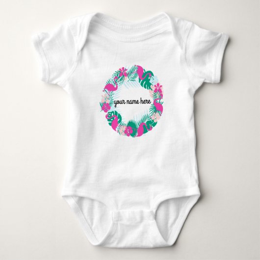 Personalisierter Flamingo Baby Bodysuit Baby Strampler (Vorderseite)