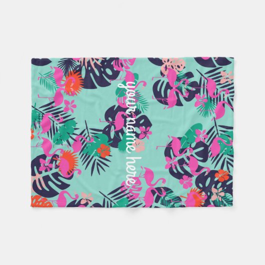 Personalisierter Flamingo-Blanket Fleecedecke (Vorderseite (Horizontal))