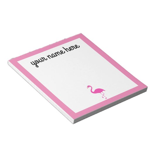 Personalisierter Flamingo-Editor Notizblock (angewinkelt)