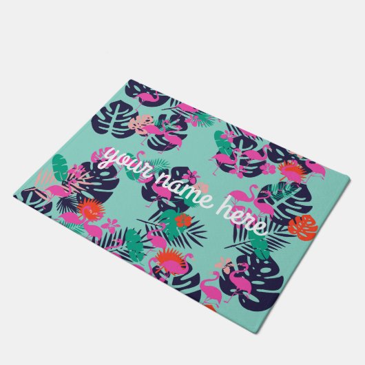 Personalisierter Flamingo Fußmatte (Schrägansicht)