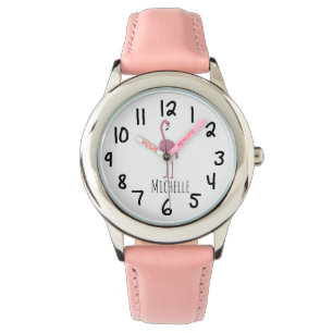 Personalisierter Flamingo-Girl Armbanduhr