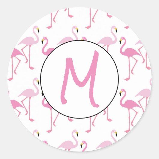 Personalisierter Flamingo-Hintergrund Runder Aufkleber (Vorderseite)