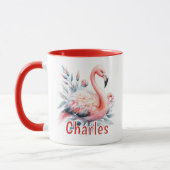 Personalisierter Flamingo im Wasserfarb-Stil Tasse (Links)