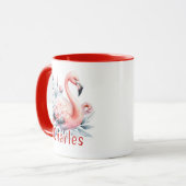 Personalisierter Flamingo im Wasserfarb-Stil Tasse (Vorderseite Links)