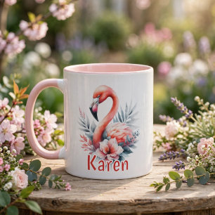 Personalisierter Flamingo im Wasserfarb-Stil Tasse
