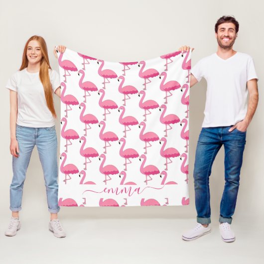 Personalisierter Flamingo-Patter mit Individuelle Fleecedecke (Beispiel)