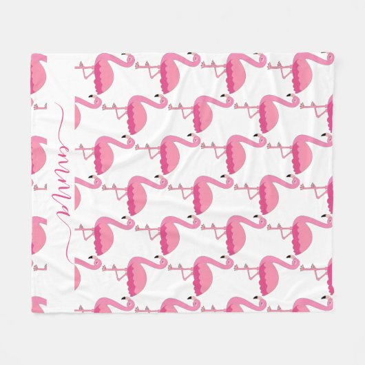 Personalisierter Flamingo-Patter mit Individuelle Fleecedecke (Vorderseite (Horizontal))